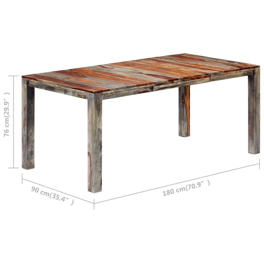vidaXL Jídelní stůl šedý 180 x 90 x 76 cm masivní sheeshamové dřevo