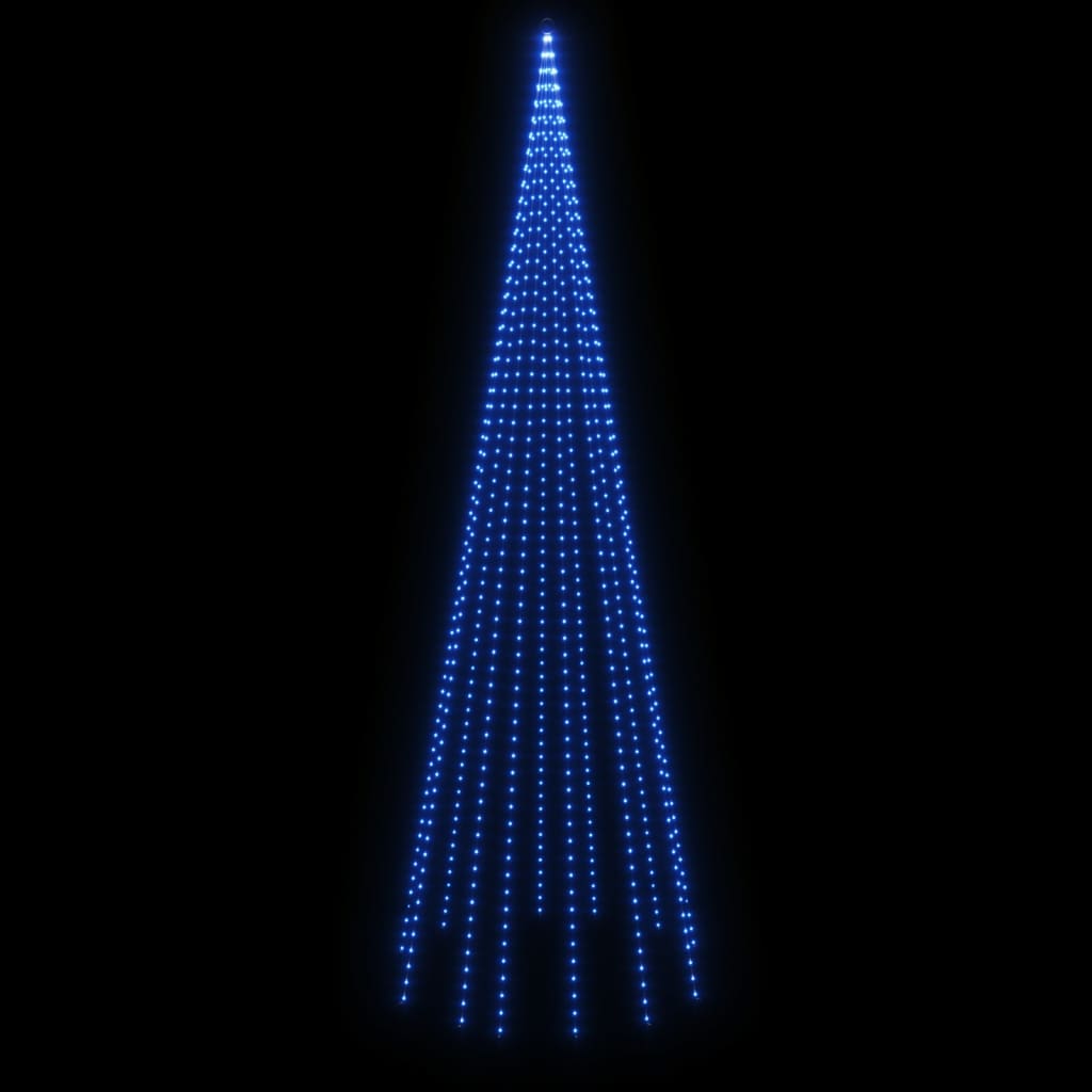 vidaXL Vánoční stromek na stožár 732 modrých LED diod 500 cm