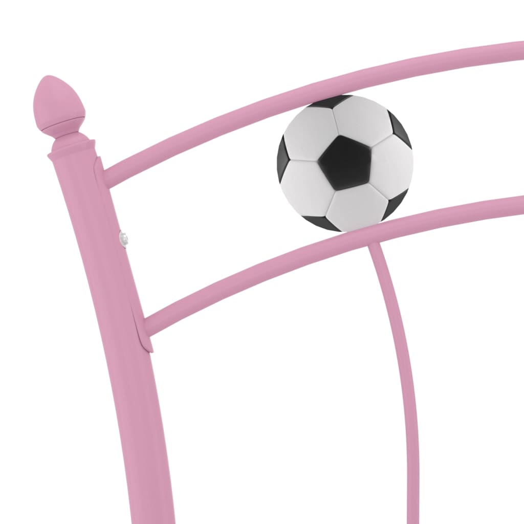 vidaXL Rám postele s fotbalovým motivem růžový kov 90 x 200 cm