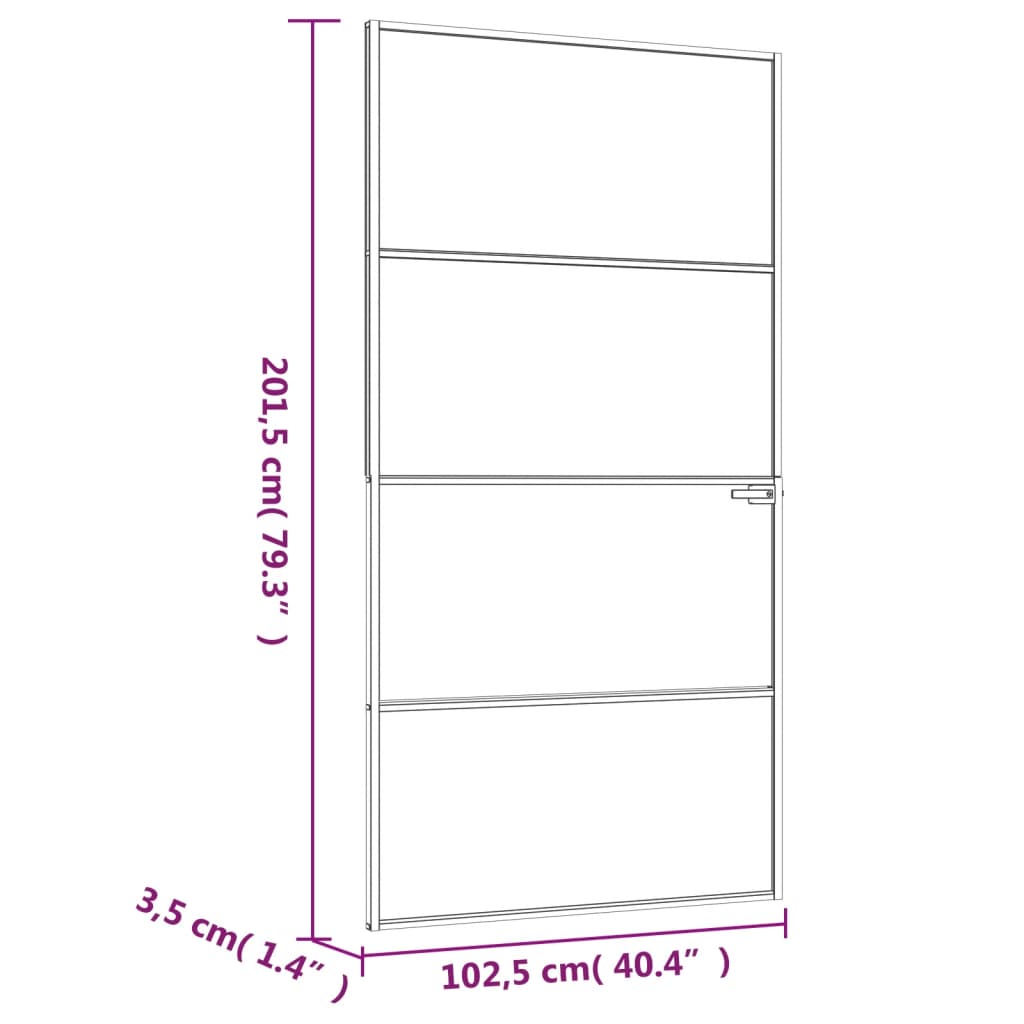 vidaXL Interiérové dveře černé 102x201,5 cm tvrzené sklo a hliník úzké