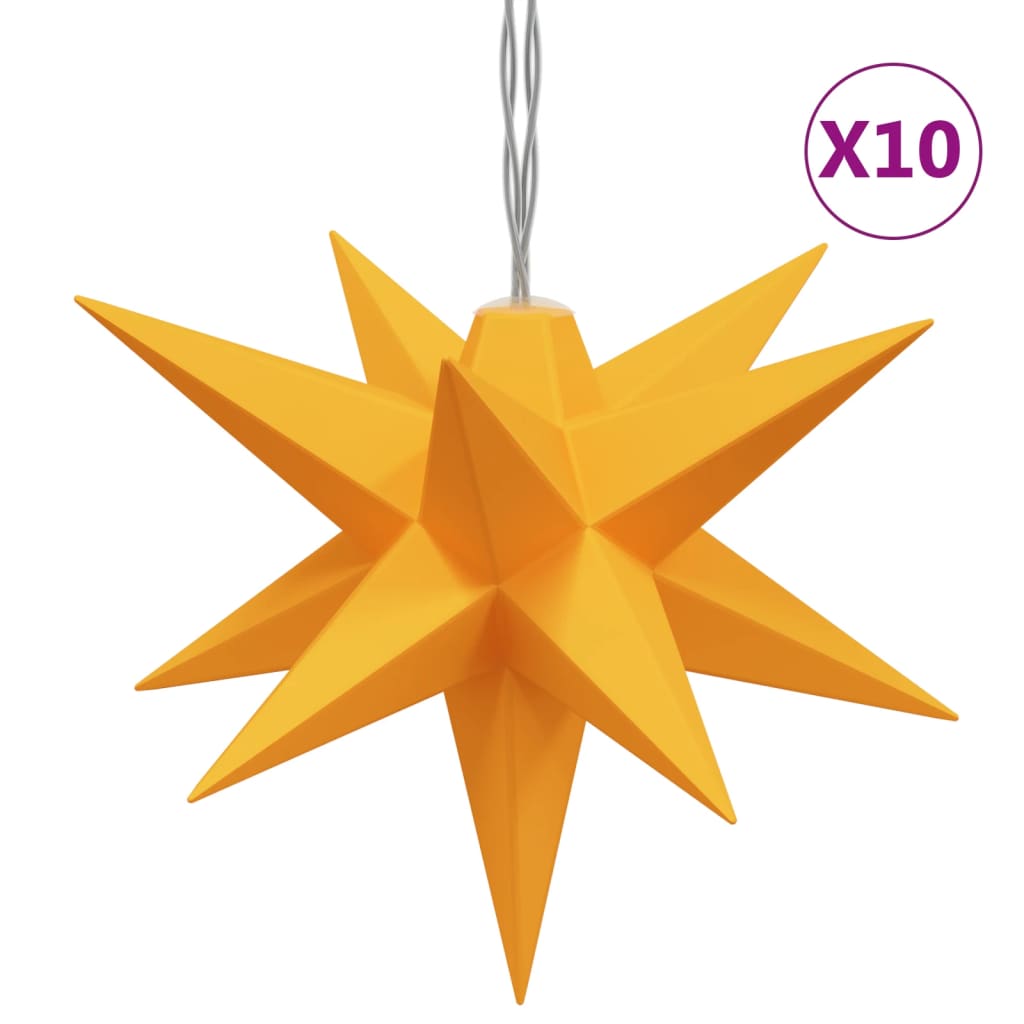 vidaXL Svítící vánoční hvězdy s LED 10 ks žluté 10 cm