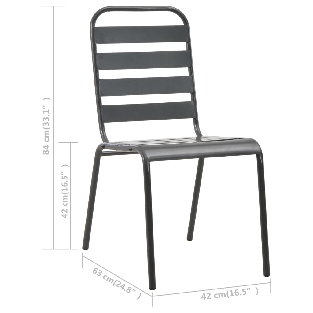 vidaXL Stohovatelné zahradní židle 2 ks ocelové šedé