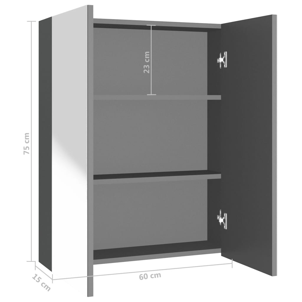 vidaXL Koupelnová skříňka se zrcadlem 60 x 15 x 75 cm MDF antracitová