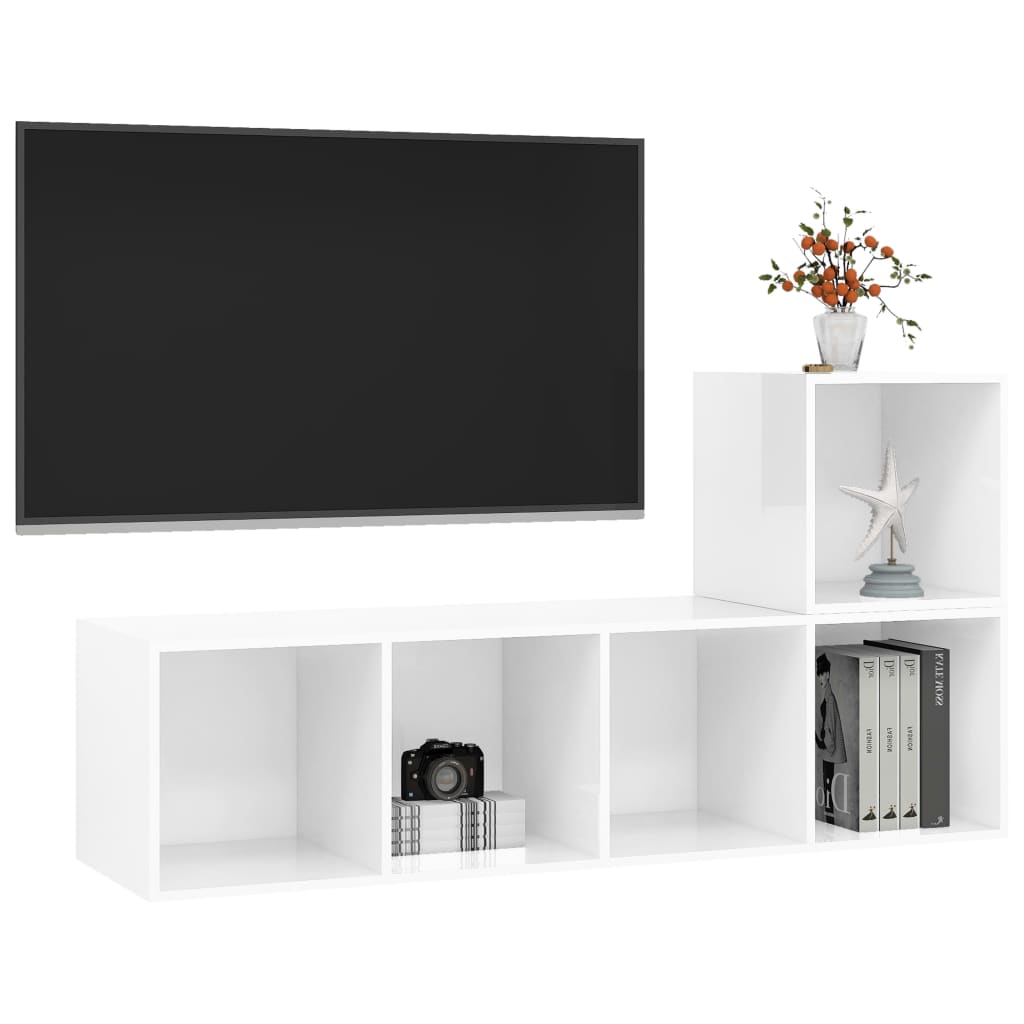 vidaXL 2dílný set TV skříněk bílý s vysokým leskem dřevotříska