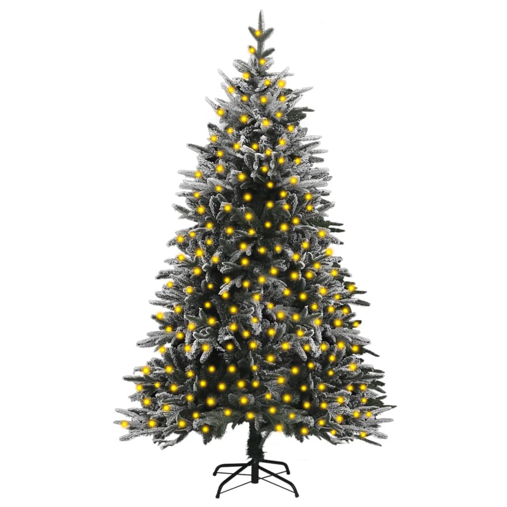 vidaXL Umělý vánoční stromek LED osvětlení zasněžený 210 cm PVC a PE