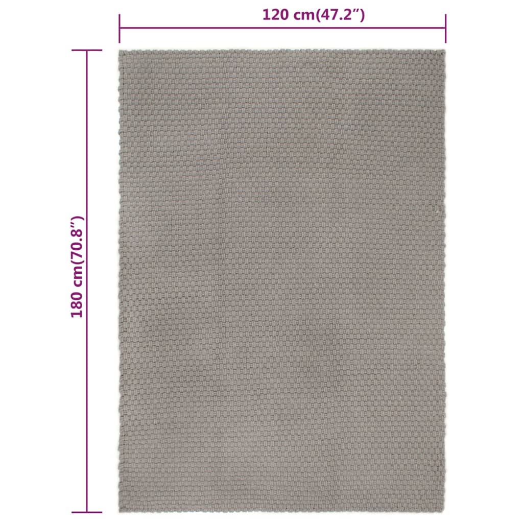 vidaXL Koberec obdélníkový šedý 120x180 cm bavlna