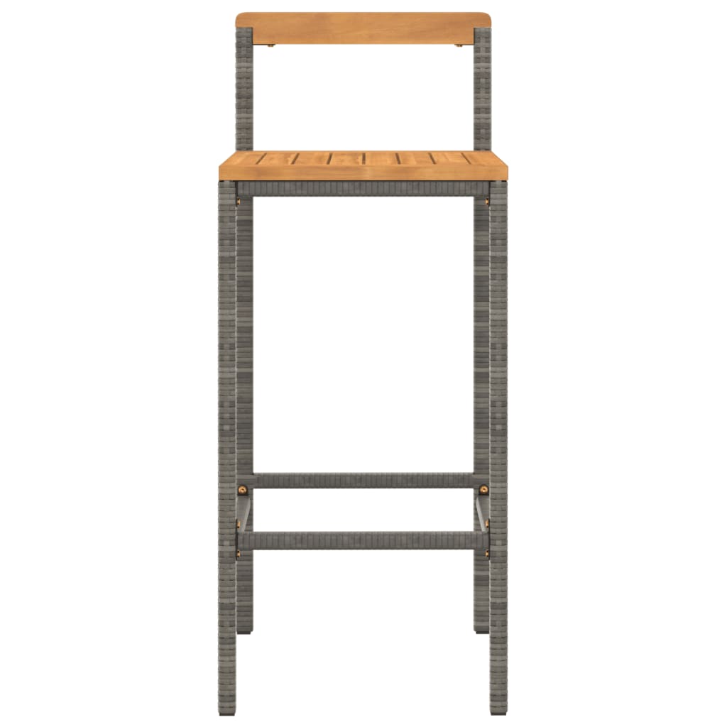 vidaXL Barové stoličky 2 ks šedé polyratan a masivní akáciové dřevo