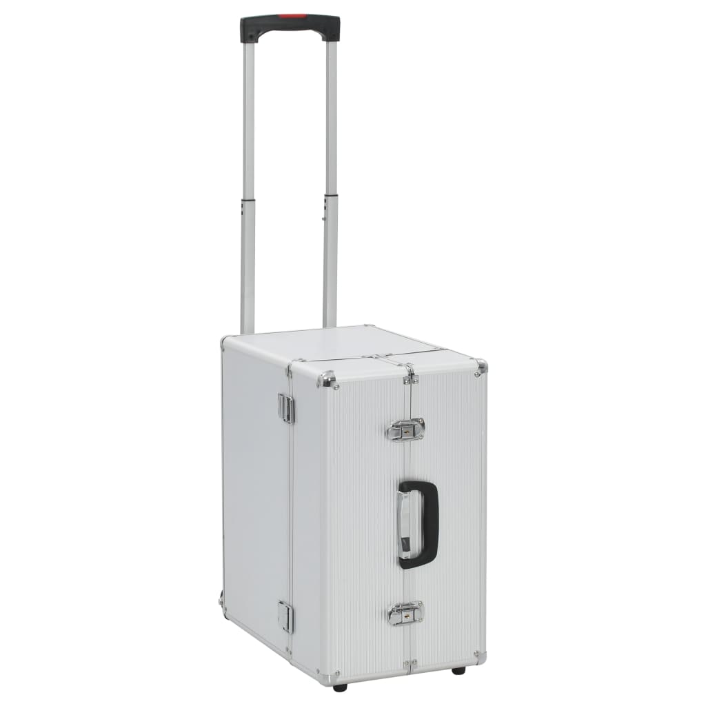vidaXL Pilotní kufr na kolečkách 47 x 39 x 27 cm stříbrný hliníkový