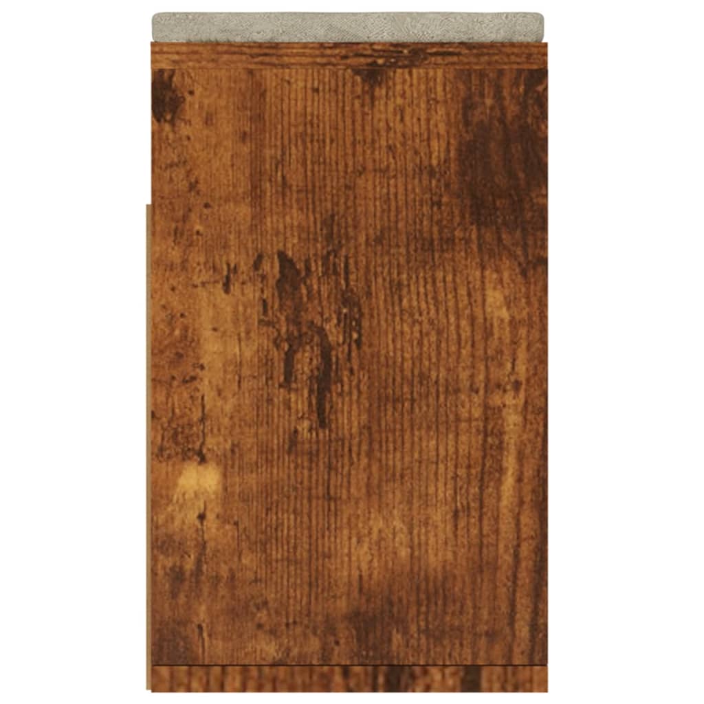 vidaXL Botník s poduškou kouřový dub 104 x 30 x 49 cm dřevotříska