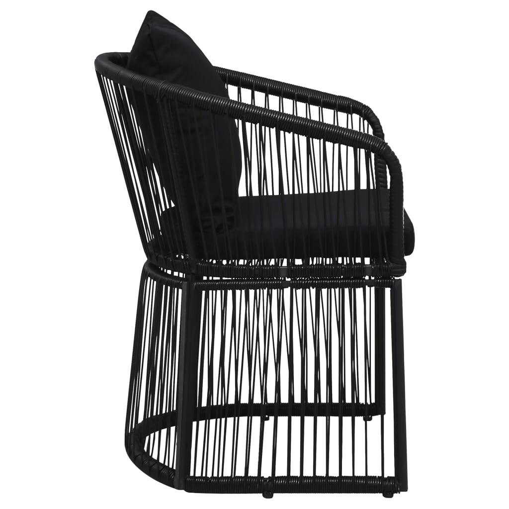 vidaXL Zahradní židle 2 ks s poduškami a polštáři PVC ratan černé