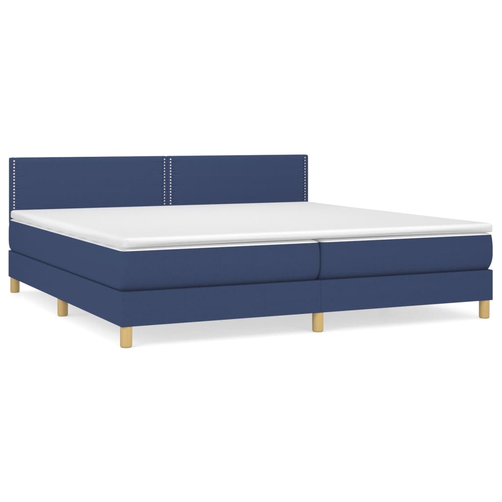 vidaXL Box spring postel s matrací modrá 200x200 cm textil