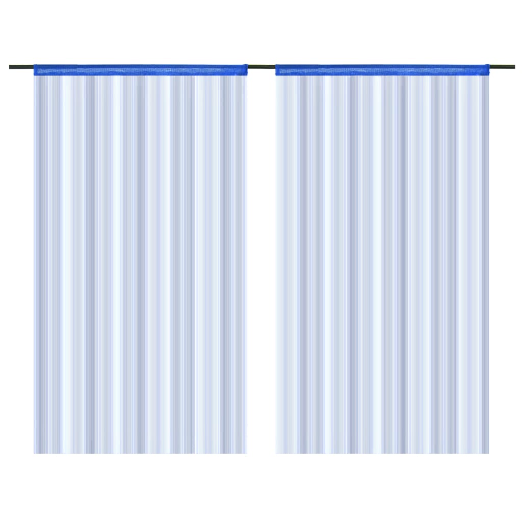 vidaXL Provázkové záclony, 2 ks, 100x250 cm, modrá