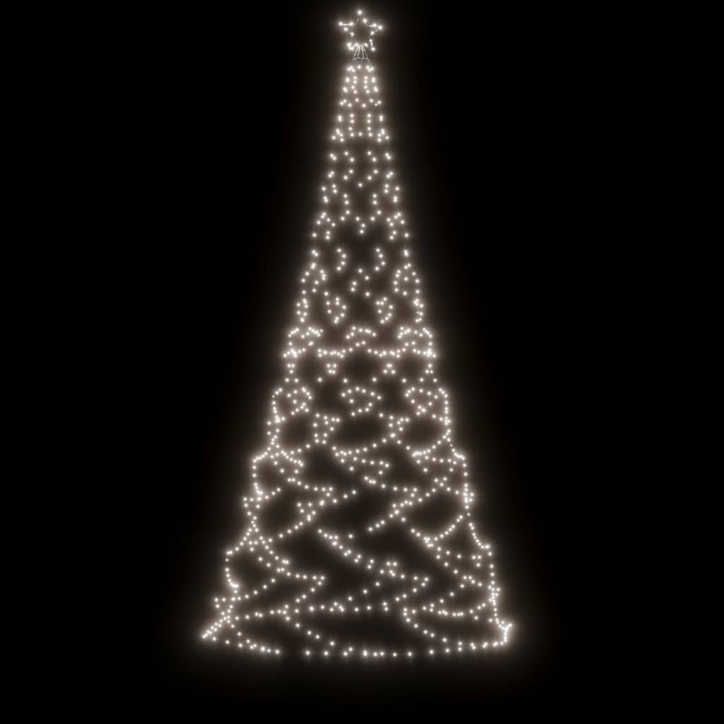 vidaXL Vánoční stromek s kovovým sloupkem 500 LED diod studená bílá 3m