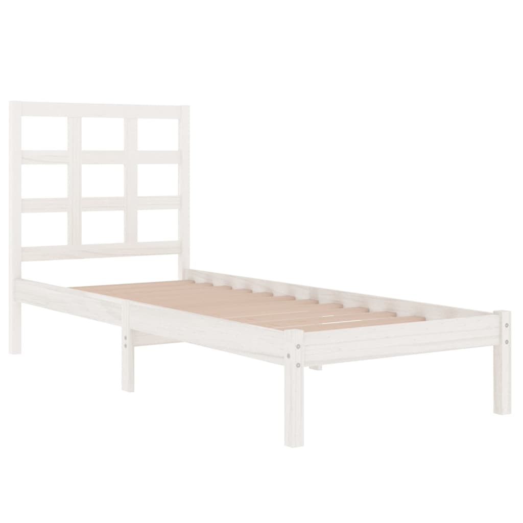 vidaXL Rám postele bílý masivní dřevo 90 x 200 cm
