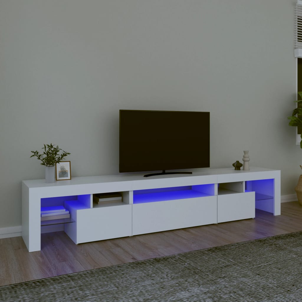 vidaXL TV skříňka s LED osvětlením bílá 215x36,5x40 cm