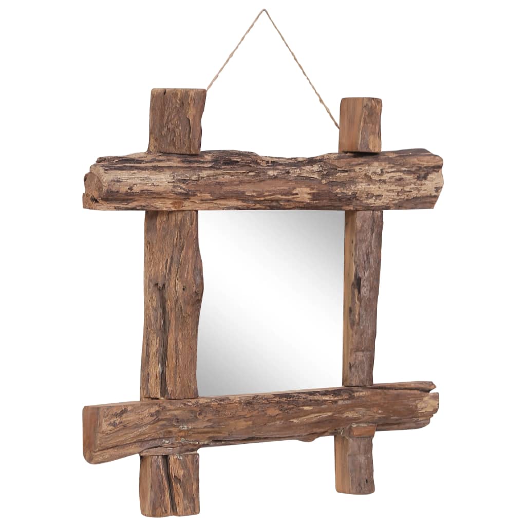 vidaXL Zrcadlo z polínek přírodní 50 x 50 cm masivní recyklované dřevo