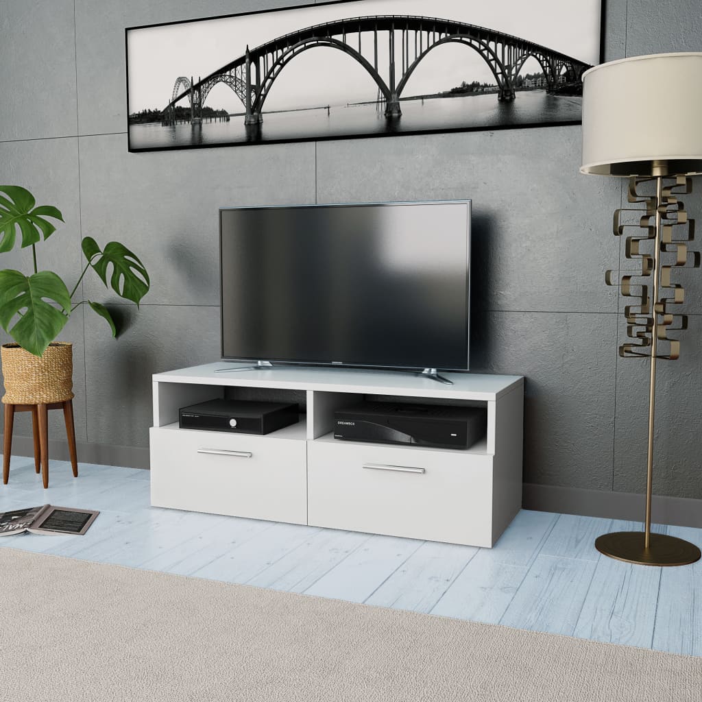 vidaXL Stolek pod TV, dřevotříska, 95 x 35 x 36 cm, bílý