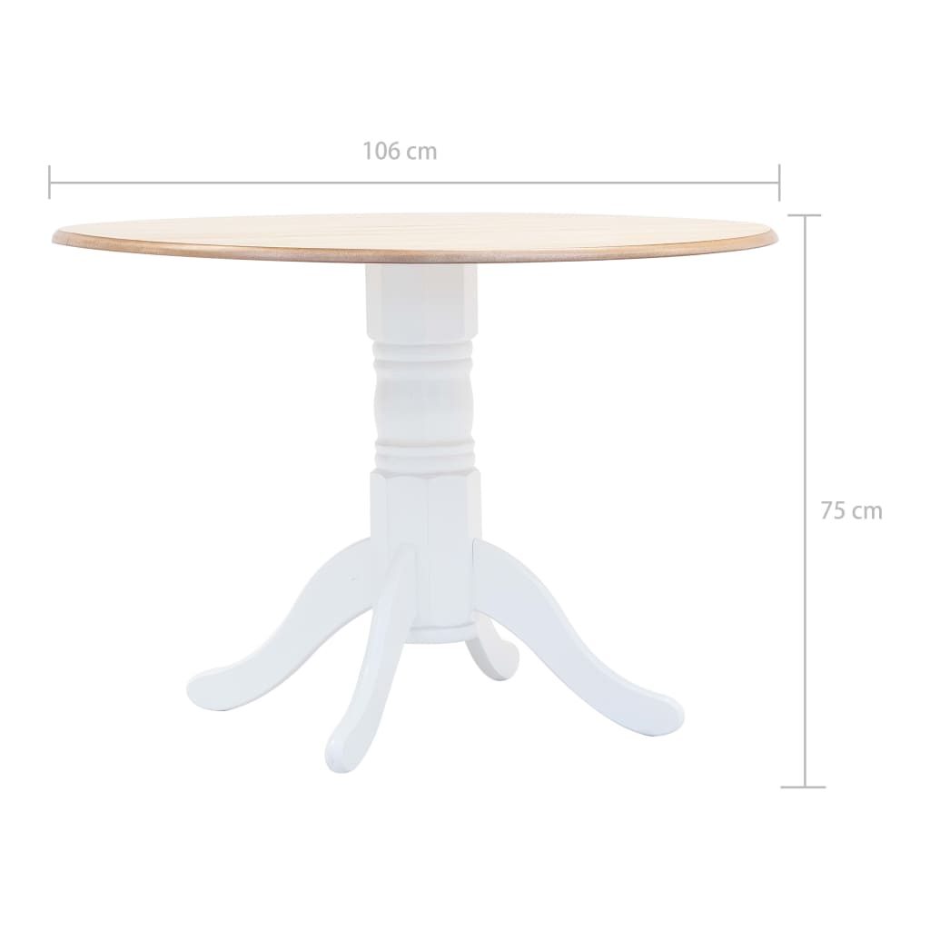 vidaXL Jídelní stůl bílo-hnědý 106 cm masivní kaučukovník